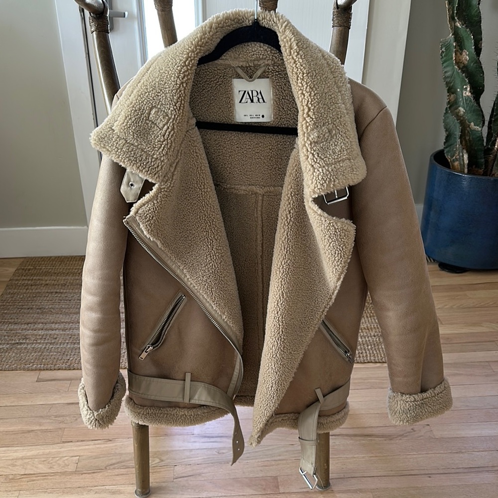 Zara Tan Shearling Jacket